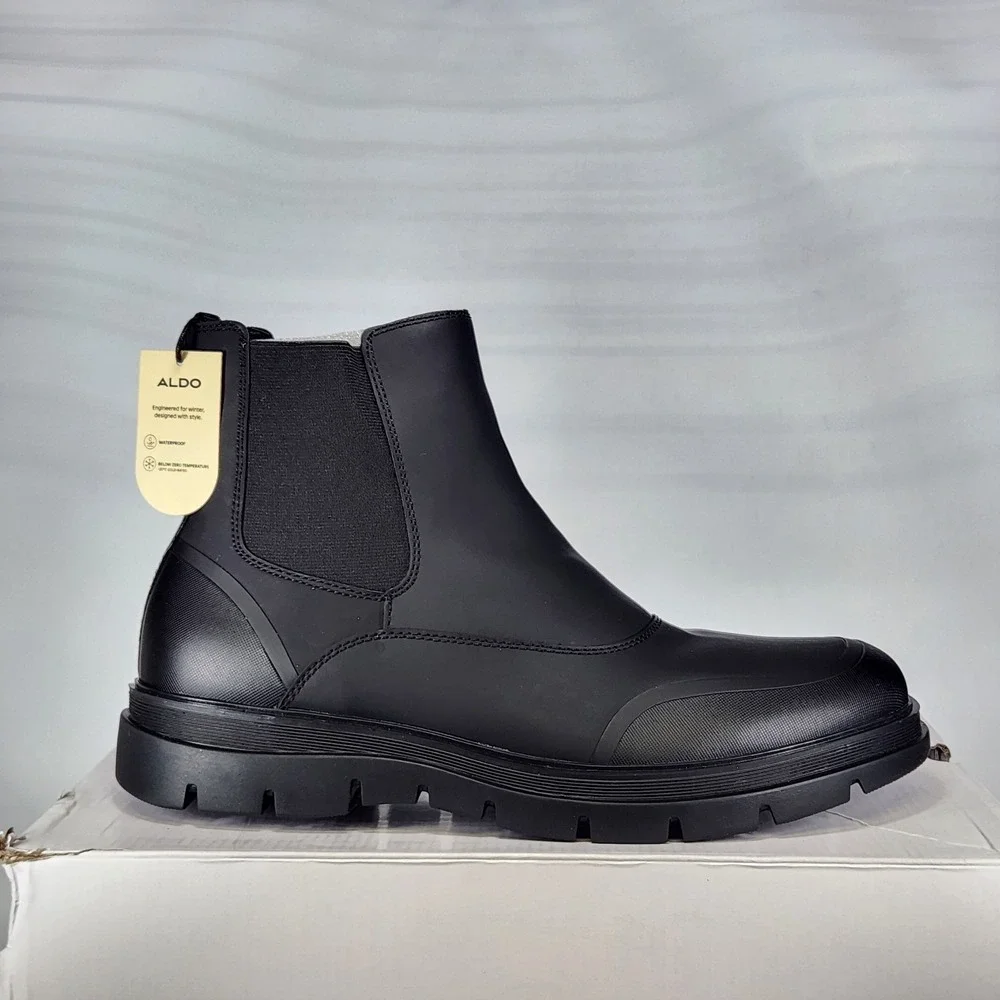 ALDO Eros Boots Men Size 10.5 Black Waterproof Winter Chelsea Lug Sole
